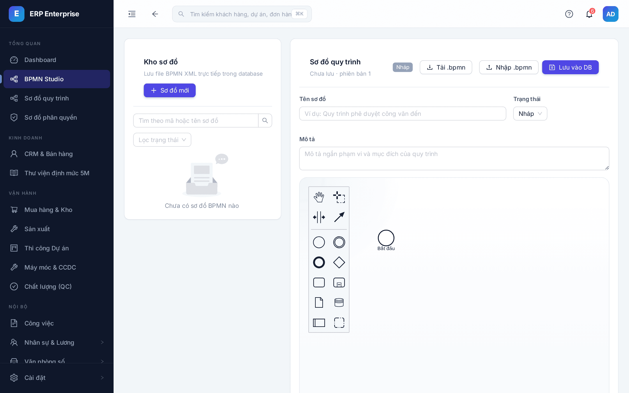 ERP Xây Dựng & BPMN Studio
