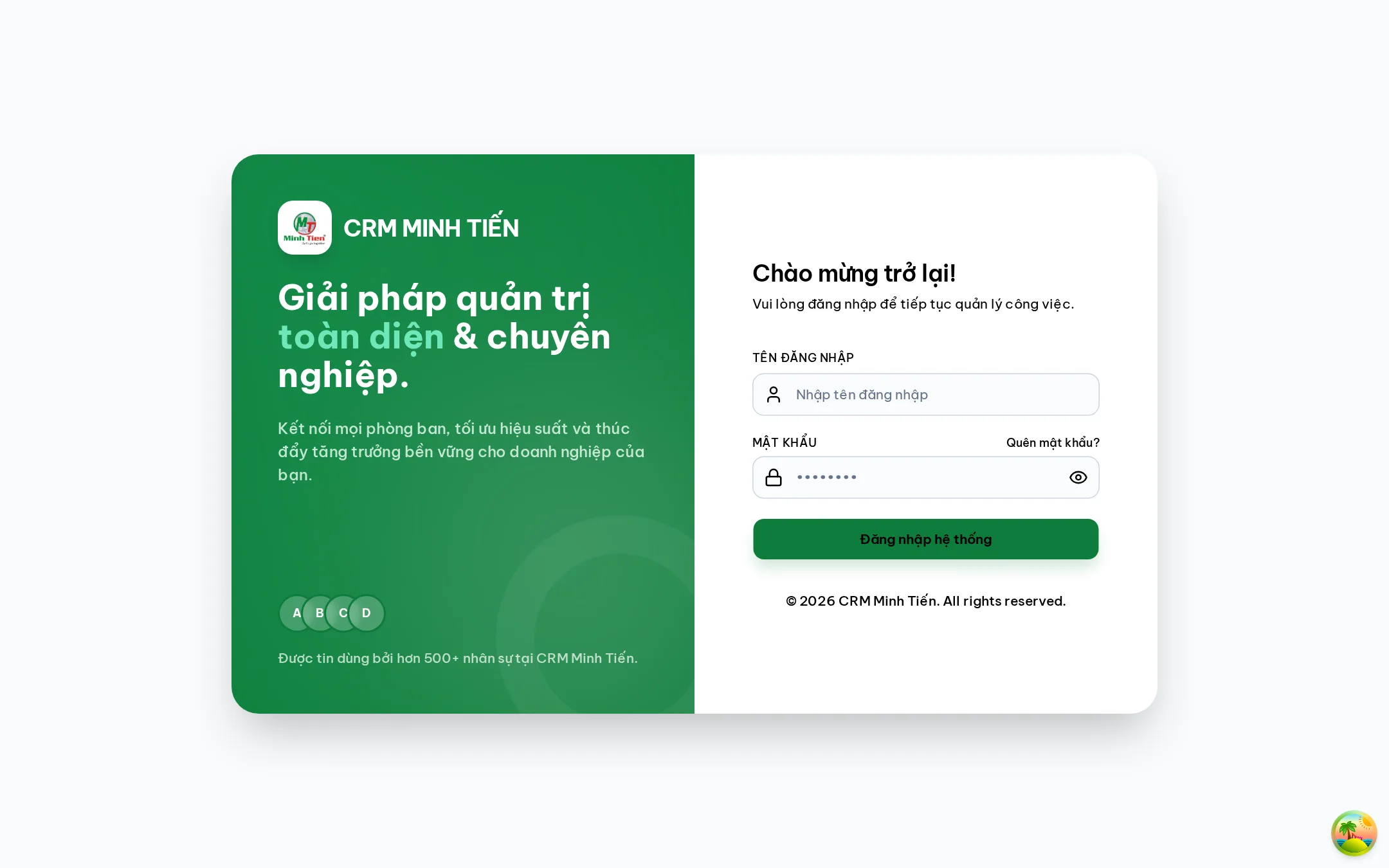 Giao diện Đăng nhập Nông nghiệp