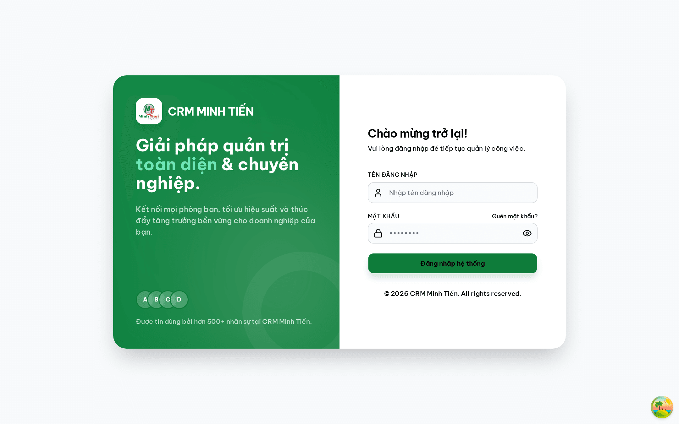 Giao diện Đăng nhập Nông nghiệp